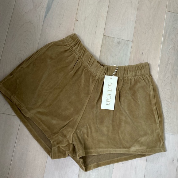 Suzie Kondi cotton velour teddy track shorts